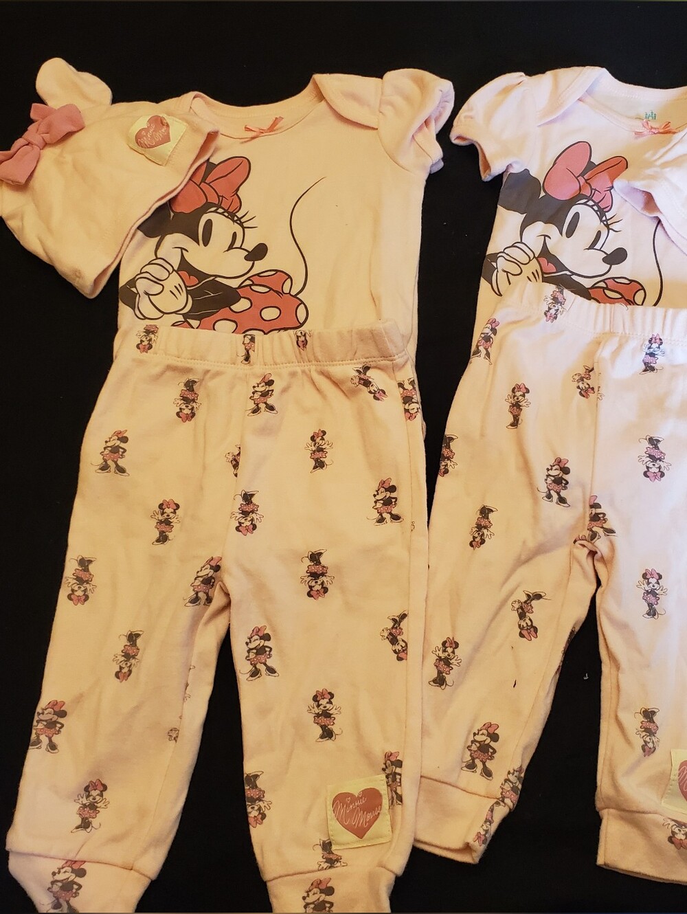 Two (Twin) Pink Disney Minnie Mouse Outfits With Hats